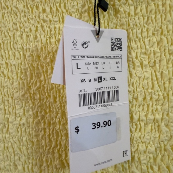 Zara Light Yellow Smocked Dress - Picture 3 of 6